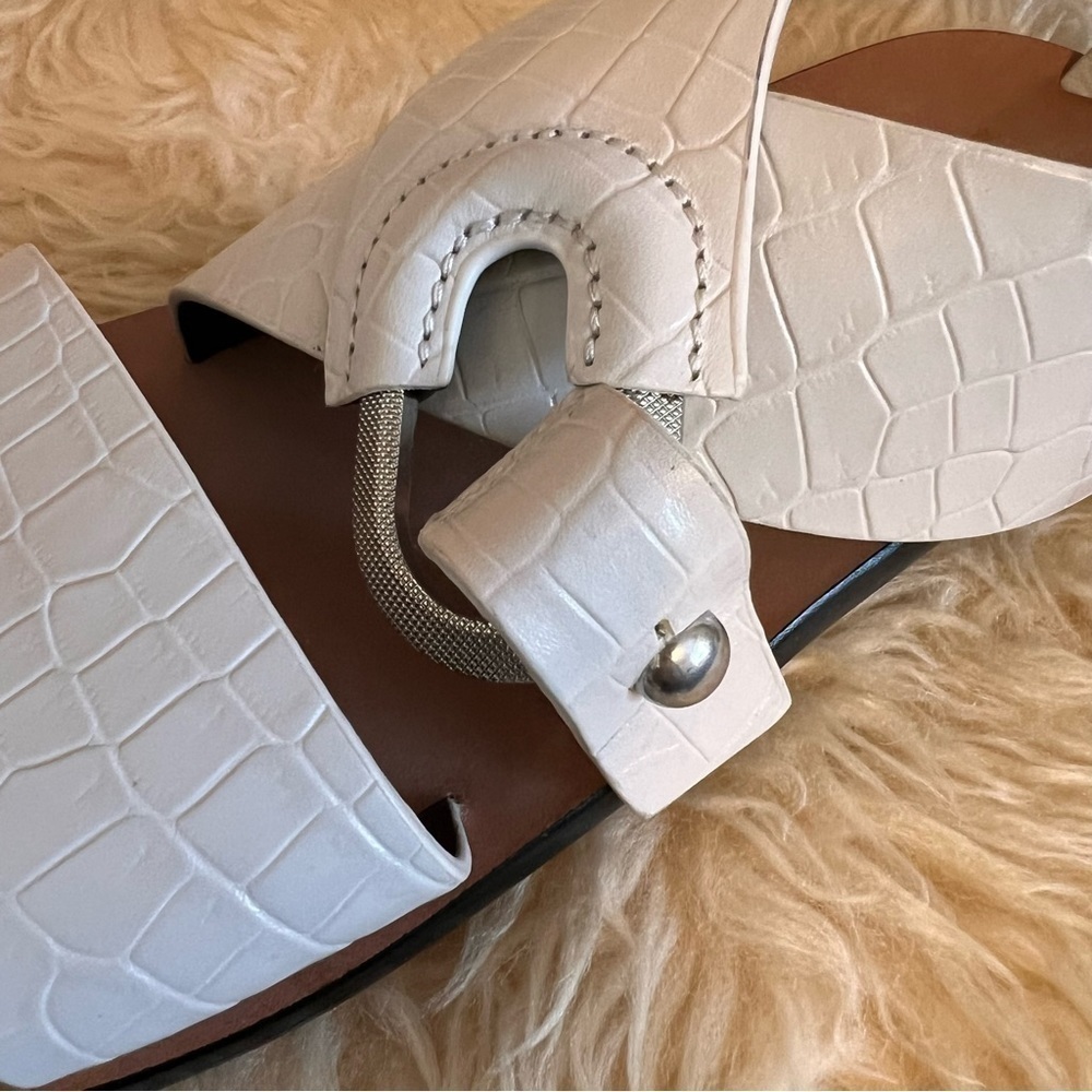 Rag & Bone White August Mock-Croc Flat Sandals Sz-37 - Picture 4 of 9